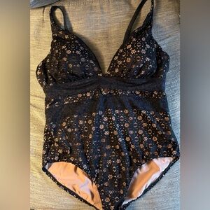 Swimsuits For All Black One Piece with Plunging V-Neckline